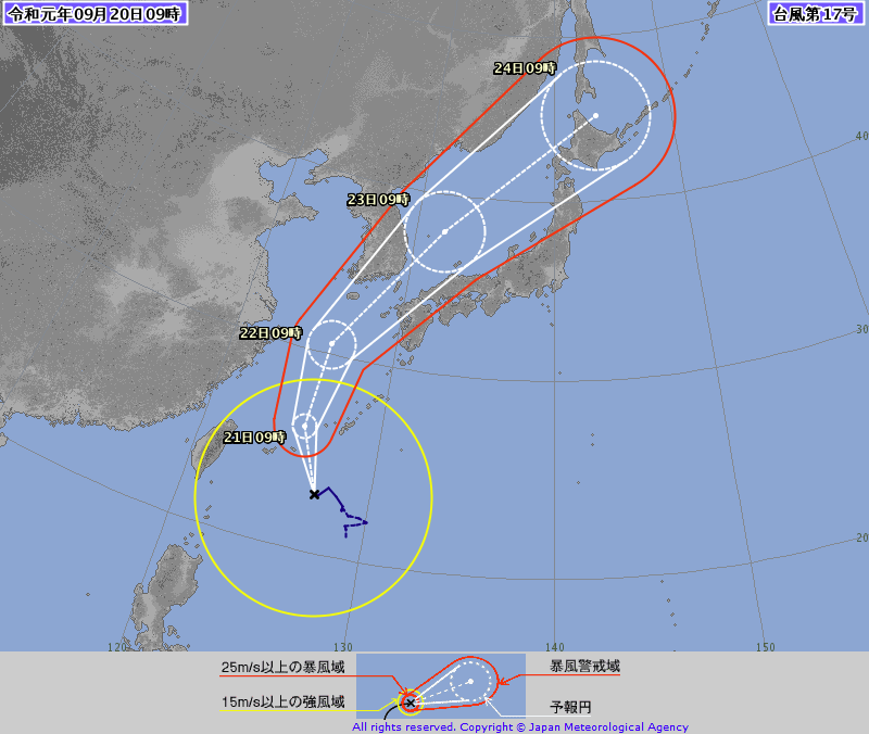 2019年、台風気象情報、台風第17号：広島県   by くるみさん 800 x 676