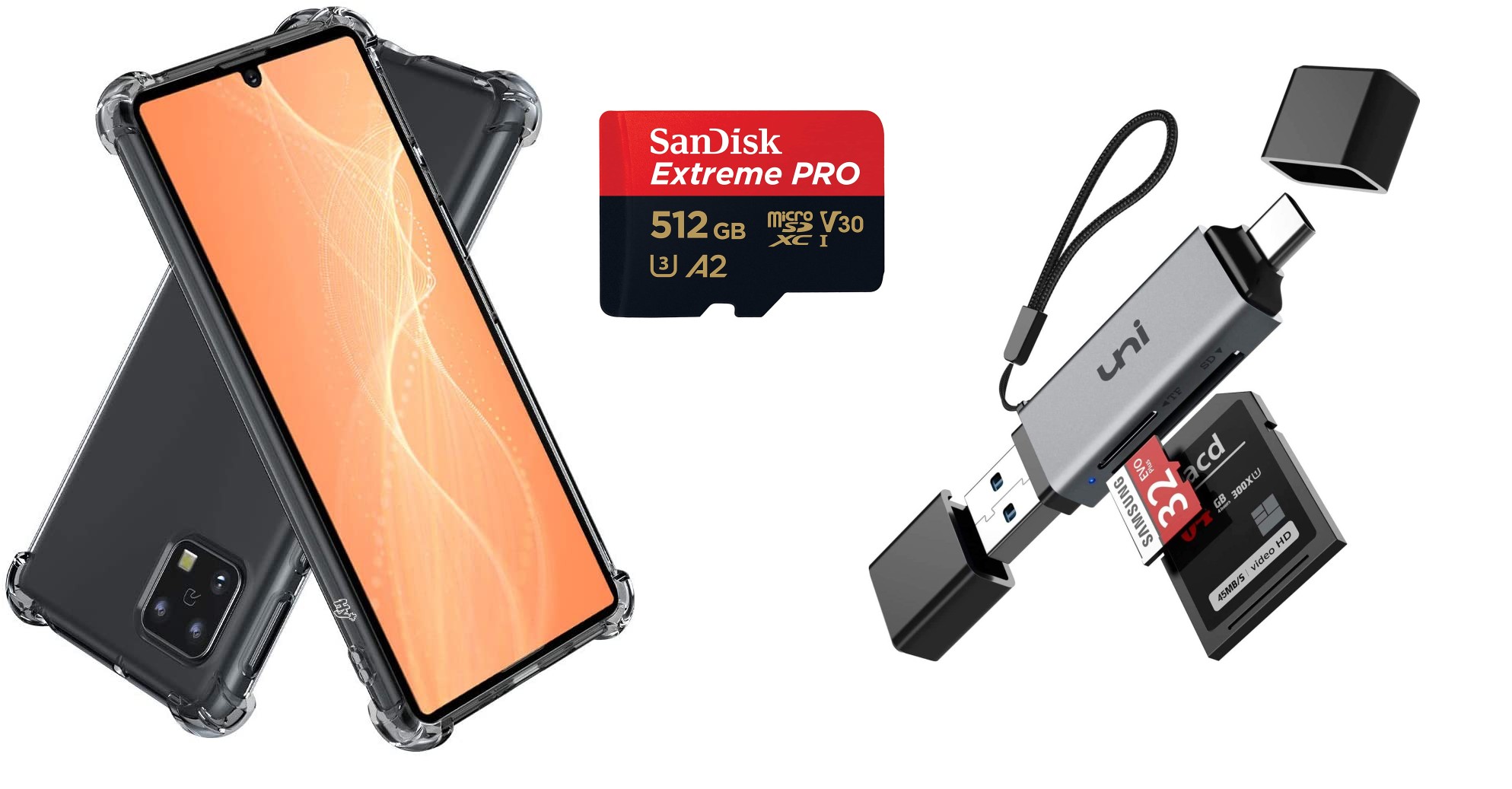スマホクリアケース、512GB micro SDXC カード、uni SD MicroSDカードリーダー   by くるみさん 1987 x 1037