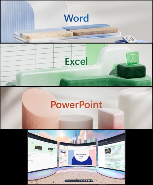 「Microsoftの「Word」「Excel」「PowerPoint」がMeta Questで利用可能に」イラスト/くるみさん2023/12/18 18:56